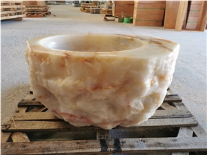 Luxury Customized Natural White Onyx Wash Basin Sink