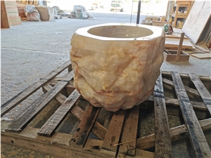 Luxury Customized Natural White Onyx Wash Basin Sink