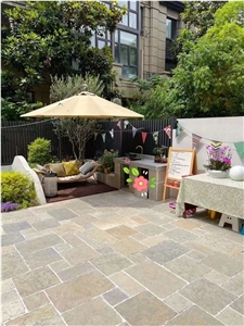Beige Limestone Exterior Floor Tiles French Pattern