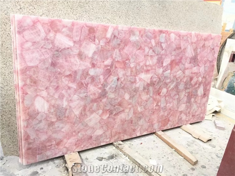 Big Pink Green Blue Purple Crystal Semiprecious Stone Slab