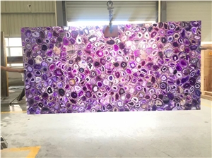 Big Pink Green Blue Purple Crystal Semiprecious Stone Slab