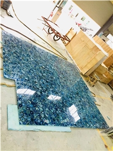Big Pink Green Blue Purple Crystal Semiprecious Stone Slab