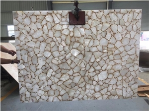 Big White Agate Semiprecious Stone Slab Tile For Wall