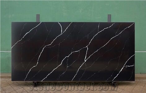 Black White Lighting Quartz Slab