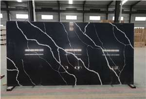 Black White Lighting Quartz Slab
