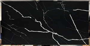 Black White Lighting Quartz Slab