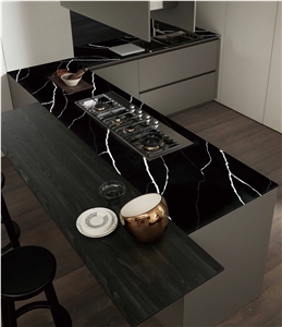 Black White Lighting Quartz Slab