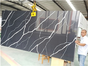 Black White Lighting Quartz Slabs