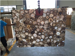 Brown White Pink Black Blue Agate Stone Slab For Project