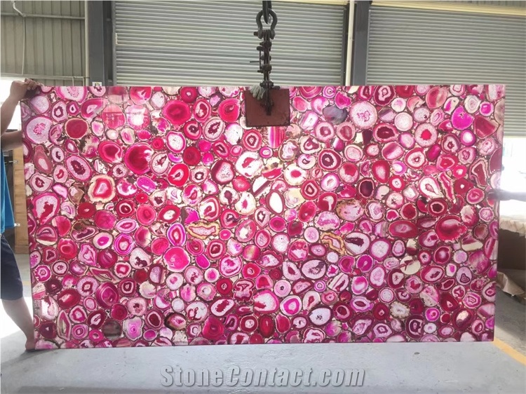 Brown White Pink Black Blue Agate Stone Slab For Project