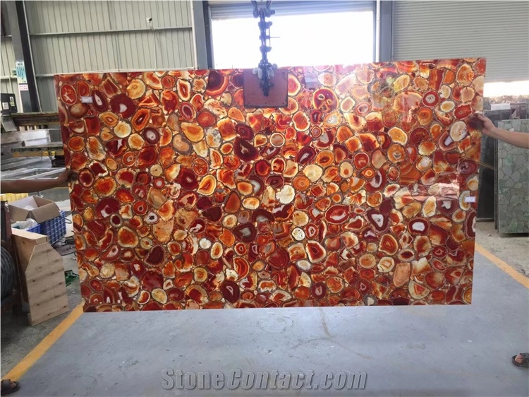 Brown White Pink Black Blue Agate Stone Slab For Project