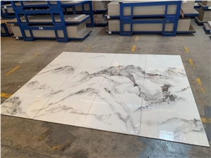 Glossy/Matt Marble Look Bookmatch Sintered Stone Slabs