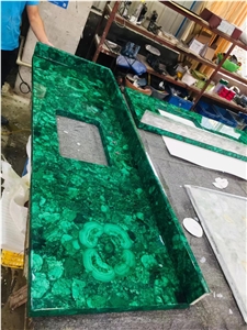 Green Agate Stone Cut To Tile Semiprecious Stone