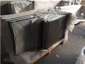 Pure Brown Artificial Quartz Stone Customized Kitchen Tops