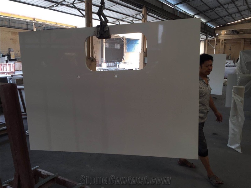 Pure White Quartz Stone Kitchen Countertops