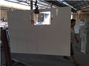 Pure White Quartz Stone Kitchen Countertops