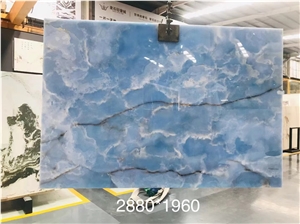 Beautiful Blue Onyx Pure Blue Natural Onyx Slab For Wall