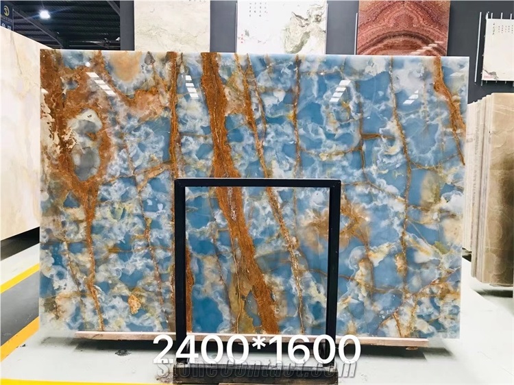 Beautiful Blue Onyx Pure Blue Natural Onyx Slab For Wall