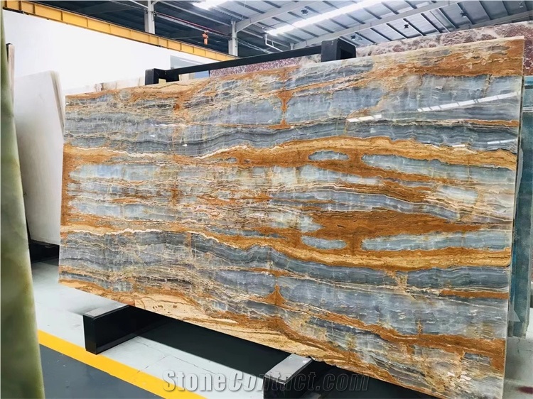 Beautiful Blue Onyx Pure Blue Natural Onyx Slab For Wall