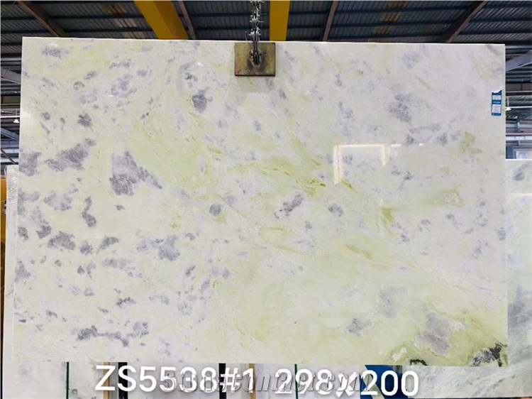 Beautiful Sky Line Blue White Gold Slab Marble Slab
