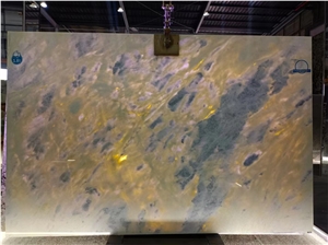 Beautiful Sky Line Blue White Gold Slab Marble Slab
