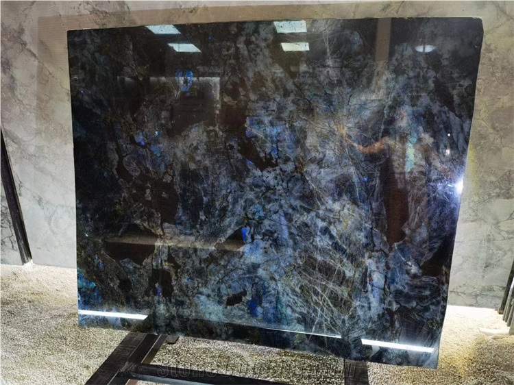 Big Crystal Light Drak Blue Color Granite For Wall Floor