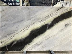 Bookmatched Black White Blue Galaxy Quartzite Pattern