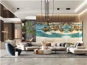 Dunhuang Frescoes Ocean Vein Big Slab For Tv Background