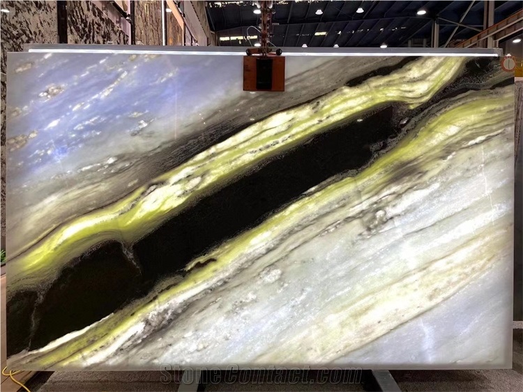 Fendi Blue Quartzite Slab Stone Tile For Wall Hotel Project