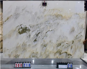 Landscape Painting  Big Slab Bookmatched Marble Stone White