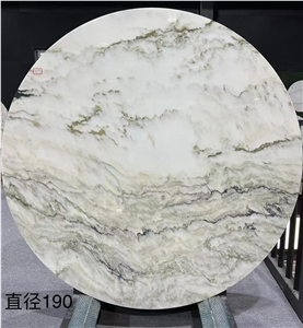 Landscape Painting Round Shape Table Top Stone Landscape Painting Round Shape Table Top Stone