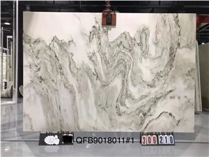 Landscape Painting Round Shape Table Top Stone