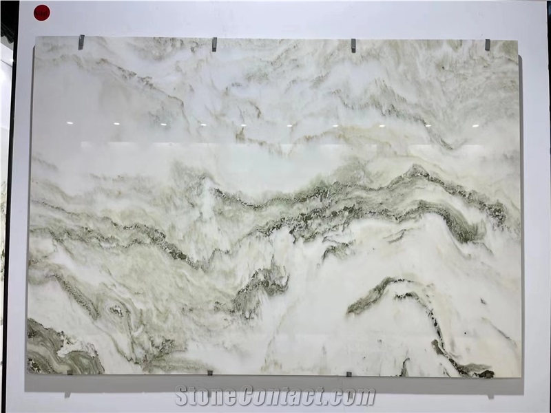 Landscape Painting Round Shape Table Top Stone