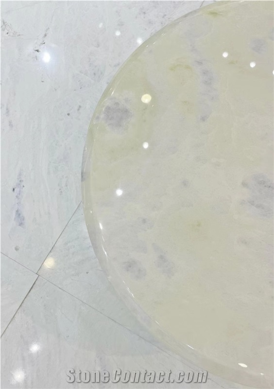 Miter Edge Whie Yellow Gold Marble Kitchen Countertop