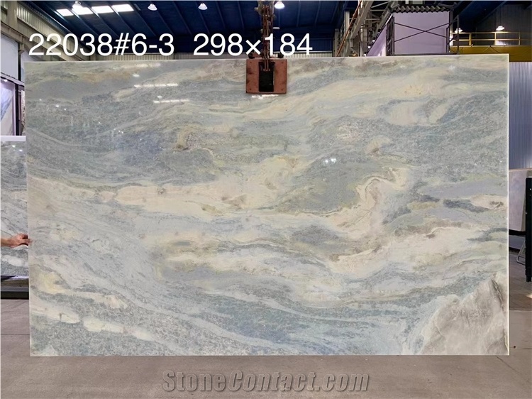 Polished Big Slab Natural White Blue Stone Slab