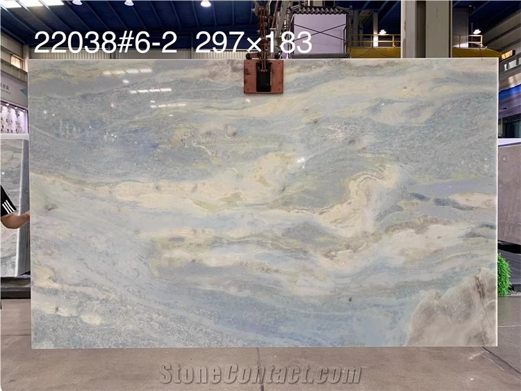 Polished Big Slab Natural White Blue Stone Slab