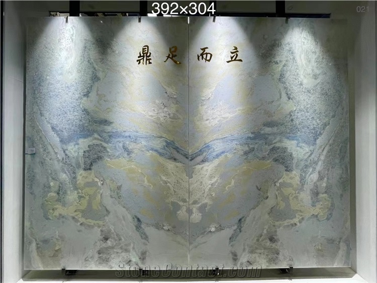 Polished Big Slab Natural White Blue Stone Slab