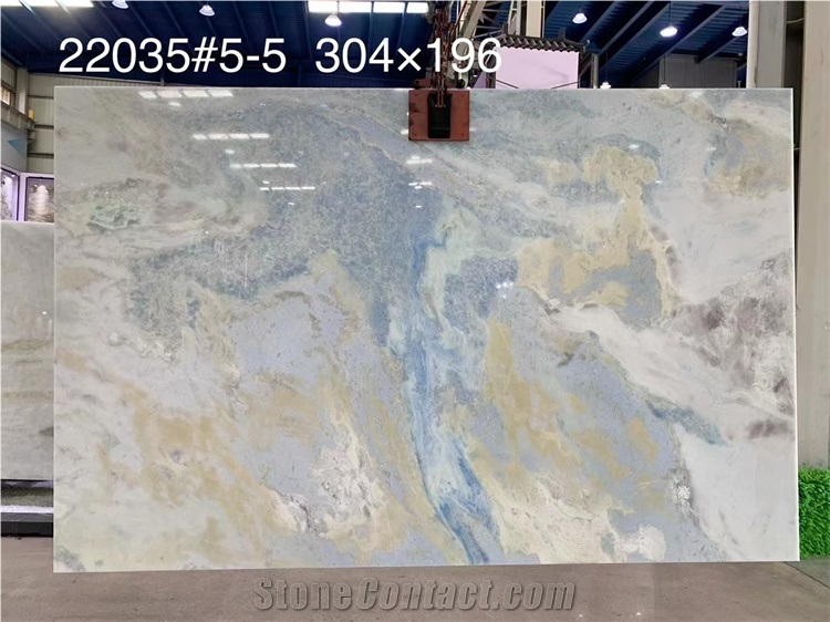 Polished Big Slab Natural White Blue Stone Slab