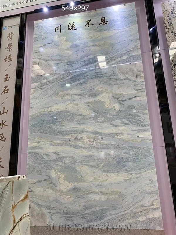 Polished Big Slab Natural White Blue Stone Slab
