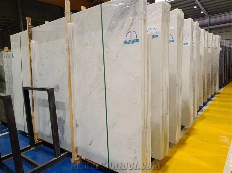 Translucent Nonopaque Marble Slab White Blue Color Good Quality