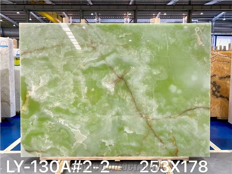 Yellow Color Onyx Slab Tile Nonopaque Natural Stone