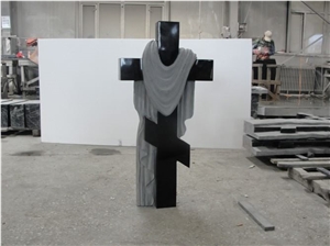 Cross Tombstone With Shanxi Black Granite