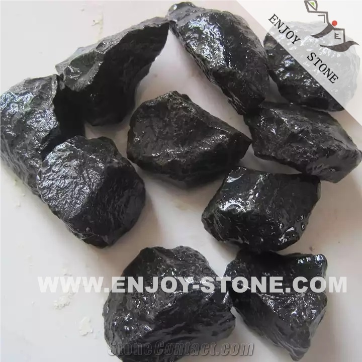 Black Basalt Cobbles & Pebble For Garden Decorations