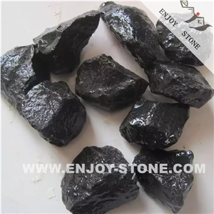 Black Basalt Cobbles & Pebble For Garden Decorations