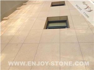 Bush Hammered G682 Golden Rust Granite Wall Tiles & Slabs