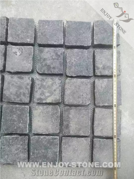 G684 Black Basalt Cobble Stone Pavers With Top Flamed