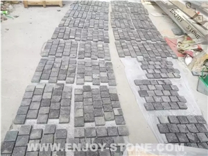 G684 Black Basalt Cobble Stone Pavers With Top Flamed