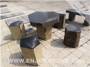 New China Black Granite Garden Table & Chair