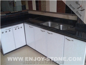 Polished Absolute Black Galaxy Natural Granite Countertops