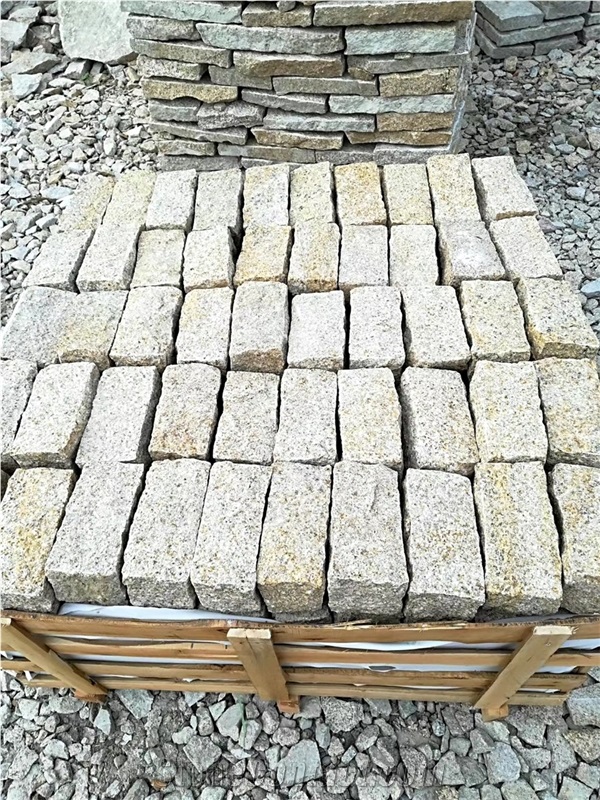 China Yellow Rust Granite Nature Split Cubes Wholesaler